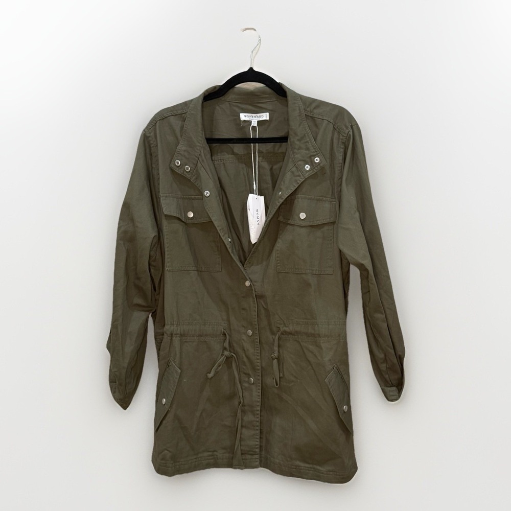 Workshop Republic Olive Green Army Military Style Cargo Utility Jacket Womens 2X